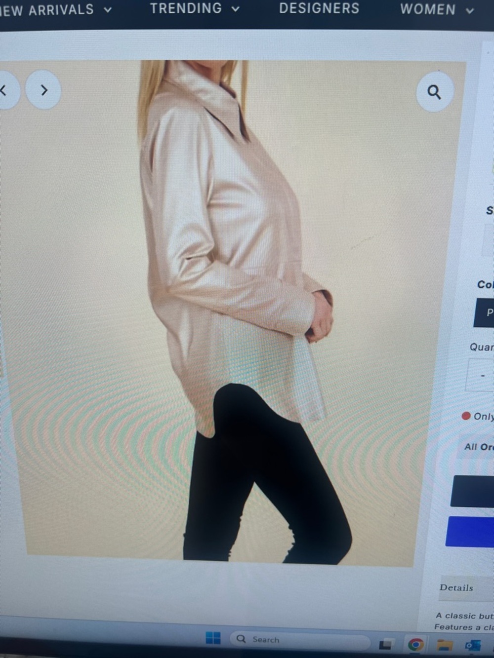 Dolce Cabo Light Grey Vegan Leather Shirt NWOT - Picture 5 of 6